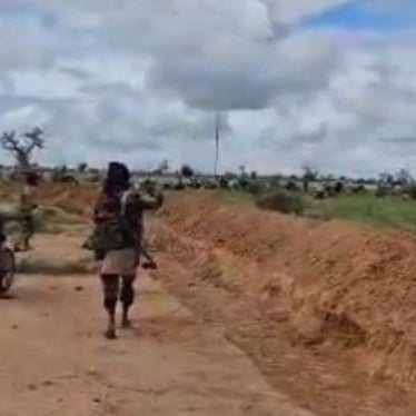 Screenshot of a video seemingly filmed by the JNIM showing fighters along the trench during the attack on Barsalogho, Sanmatenga province, Burkina Faso, on August 24, 2024.