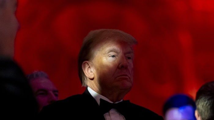 President-elect Donald Trump arrives at an America First Policy Institute gala at his Mar-a-Lago estate in Palm Beach, Florida, November 14, 2024.