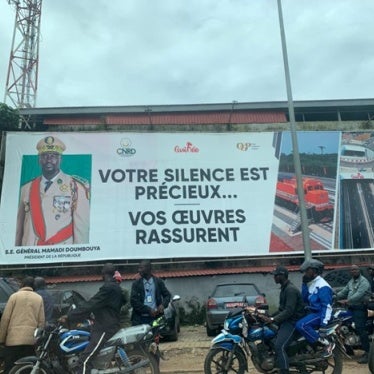 Poster of Gen. Mamady Doumbouya in Conakry's streets, Guinea, September 2024